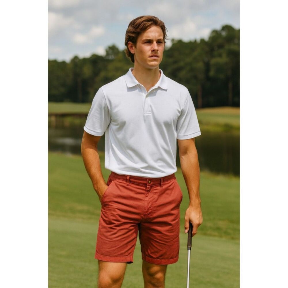 Johnnie-O Malibu Pima Cotton Shorts Mens Size 30 Sienna Red Casual Golf Outdoors